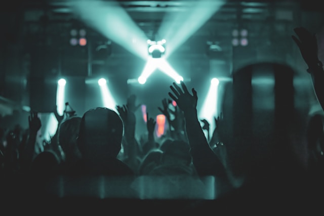 Concert crowd with stage lights